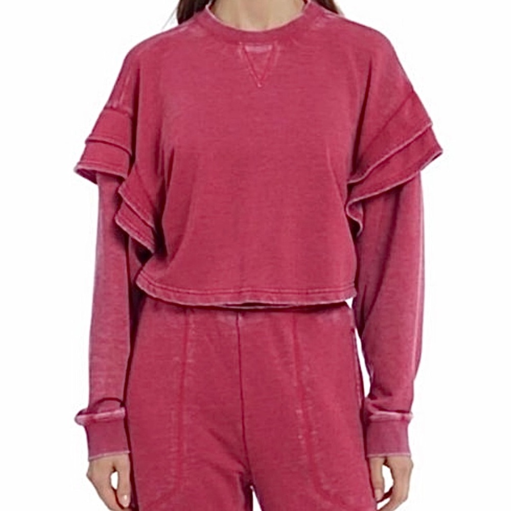 7 For All Mankind Raffle Shoulder Crop Sweatshirt - Picture 12 of 12